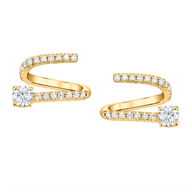 Anita Ko PAVE DIAMOND COIL EARRINGS WITH ROUND DIAMOND ENDS