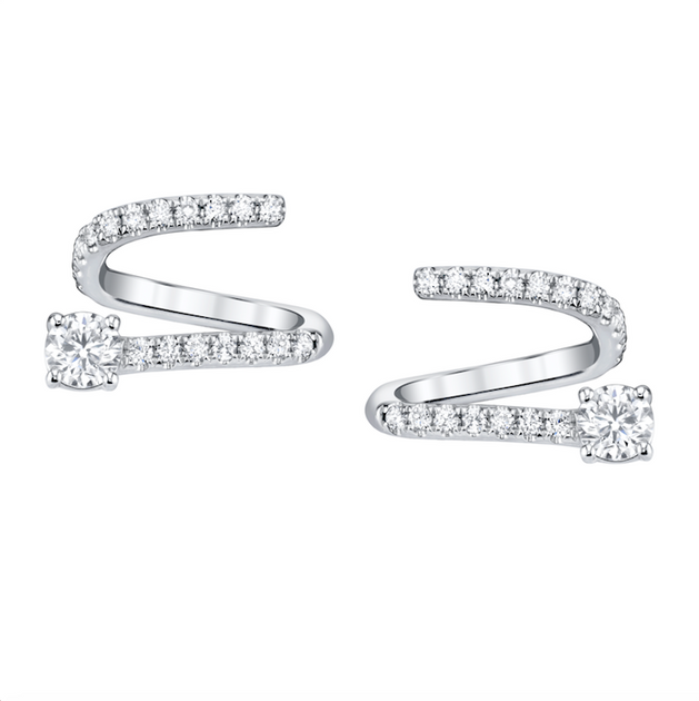 Anita Ko PAVE DIAMOND COIL EARRINGS WITH ROUND DIAMOND ENDS