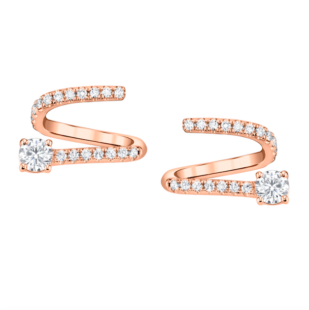 anita ko PAVE DIAMOND COIL EARRINGS WITH ROUND DIAMOND ENDS