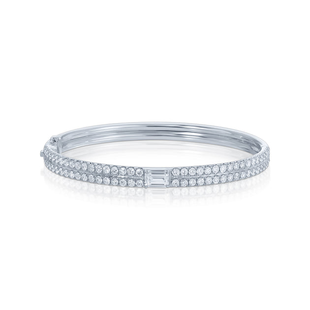 Anita Ko PAVE GIA BANGLE WITH EMERALD CUT DIAMOND CENTER