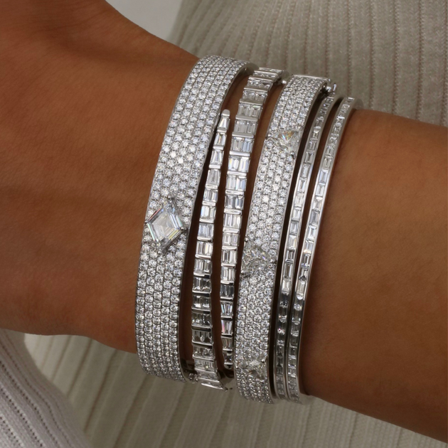 Anita Ko PAVE OVAL BRACELET WITH LOZENGE STEP-CUT DIAMOND