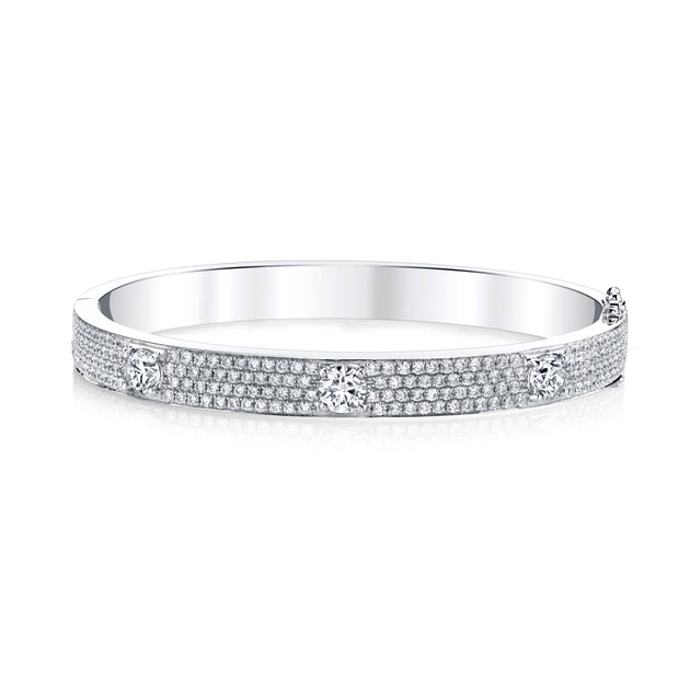 Anita Ko PAVE OVAL BRACELET WITH THREE ROUND DIAMONDS