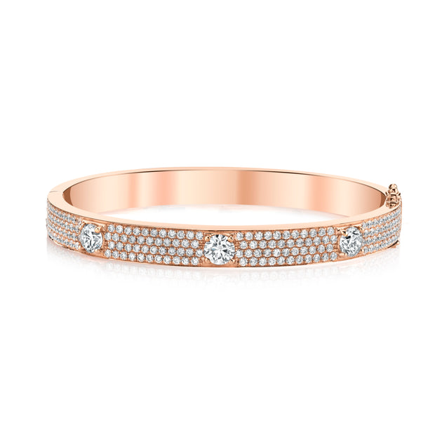 Anita Ko PAVE OVAL BRACELET WITH THREE ROUND DIAMONDS
