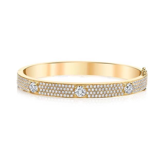 anita ko PAVE OVAL BRACELET WITH THREE ROUND DIAMONDS