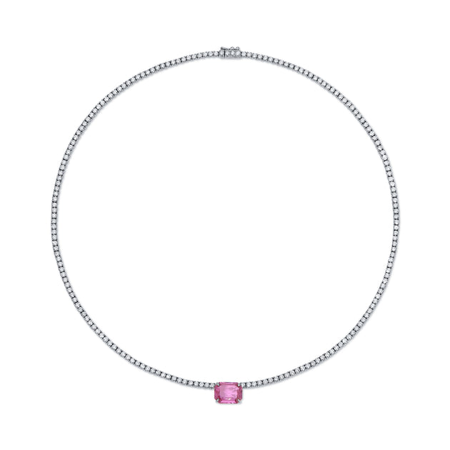 Anita Ko PINK SAPPHIRE EMERALD CUT DIAMOND HEPBURN CHOKER
