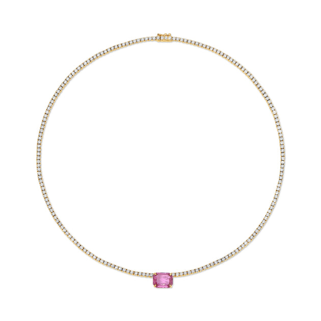 Anita Ko PINK SAPPHIRE EMERALD CUT DIAMOND HEPBURN CHOKER