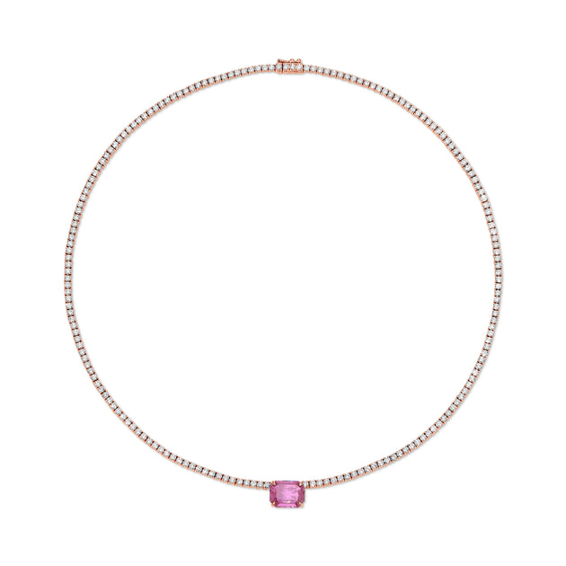 anita ko PINK SAPPHIRE EMERALD CUT DIAMOND HEPBURN CHOKER