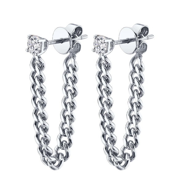 Anita Ko ROUND DIAMOND CUBAN LINK LOOP EARRINGS PAIR