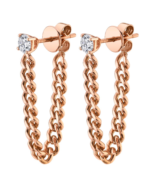 Anita Ko ROUND DIAMOND CUBAN LINK LOOP EARRINGS PAIR