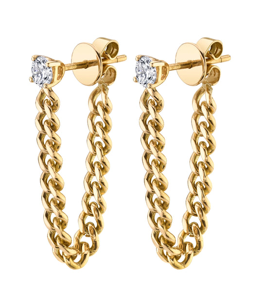 anita ko ROUND DIAMOND CUBAN LINK LOOP EARRINGS PAIR