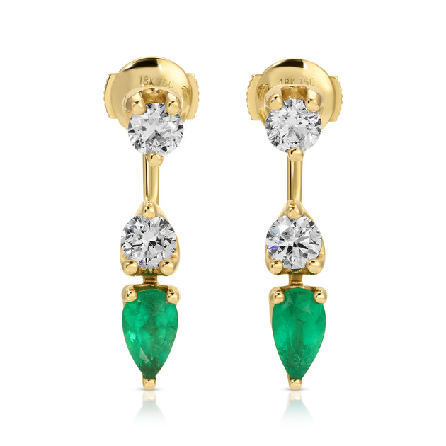 anita ko ROUND ORBIT EARRINGS WITH COLOMBIAN PEAR EMERALD DROP