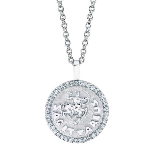 Anita Ko SAGITTARIUS ZODIAC COIN PENDANT WITH DIAMOND FRAME