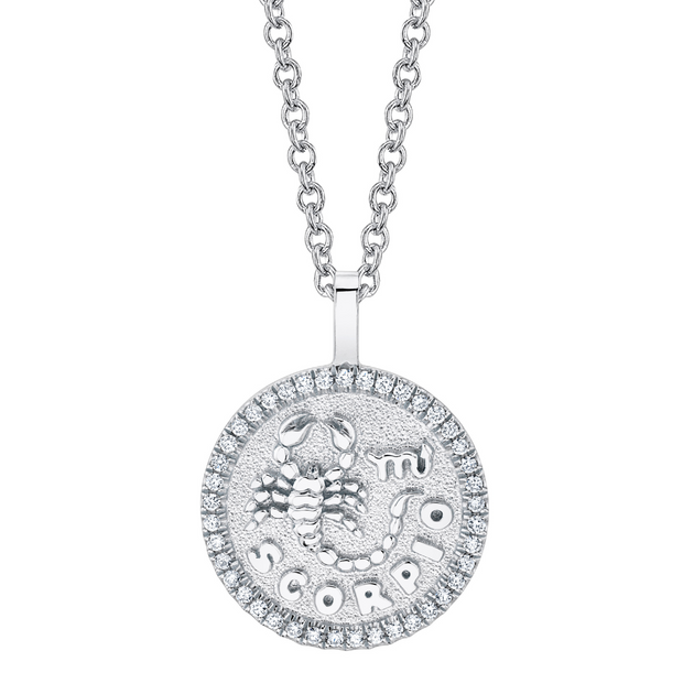 Anita Ko SCORPIO ZODIAC COIN PENDANT WITH DIAMOND FRAME