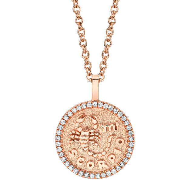 Anita Ko SCORPIO ZODIAC COIN PENDANT WITH DIAMOND FRAME