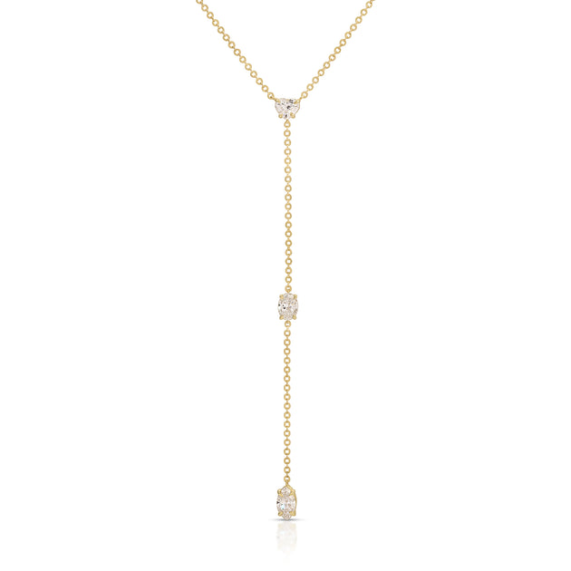anita ko SHORT LARIAT WITH HEART OVAL AND MARQUISE DIAMONDS