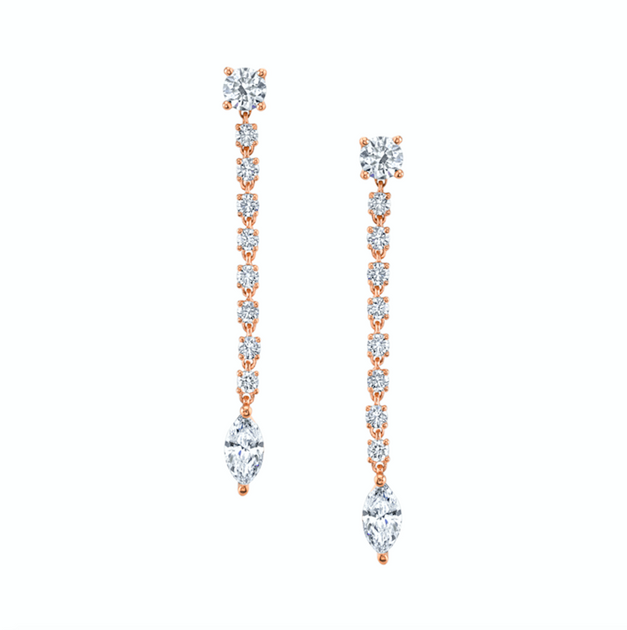 Anita Ko SHORT ROPE DIAMOND EARRINGS WITH MARQUISE DIAMOND DROP