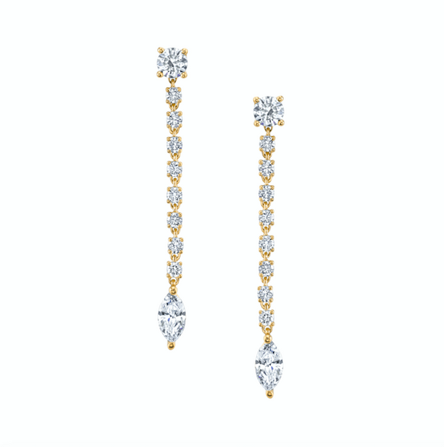 Anita Ko SHORT ROPE DIAMOND EARRINGS WITH MARQUISE DIAMOND DROP
