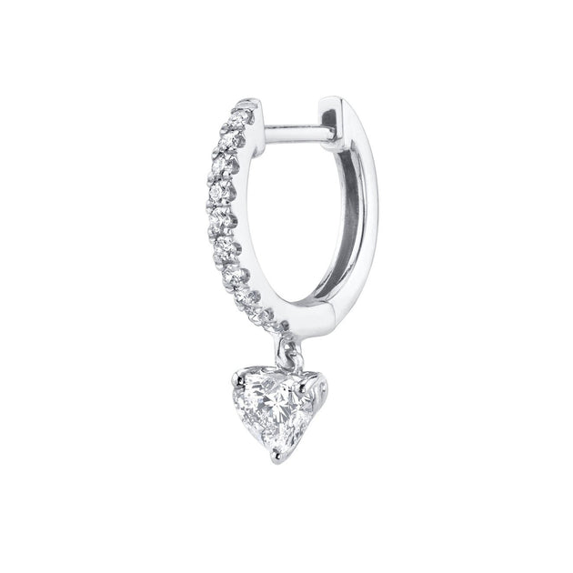 Anita Ko SINGLE DIAMOND HUGGIE WITH DIAMOND HEART DROP