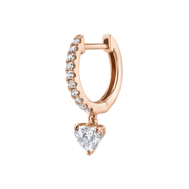 Anita Ko SINGLE DIAMOND HUGGIE WITH DIAMOND HEART DROP