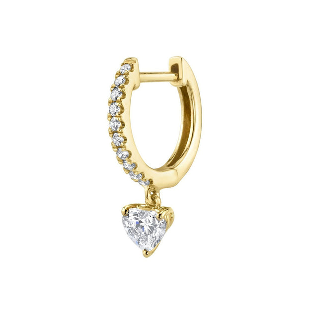 anita ko SINGLE DIAMOND HUGGIE WITH DIAMOND HEART DROP