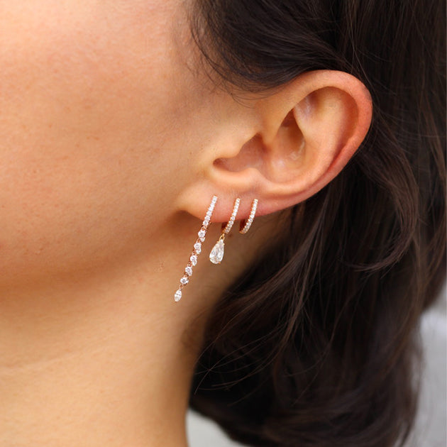 Anita Ko SINGLE DIAMOND HUGGIE WITH OLD MINE PEAR DIAMOND DROP