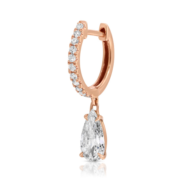 anita ko SINGLE DIAMOND HUGGIE WITH OLD MINE PEAR DIAMOND DROP