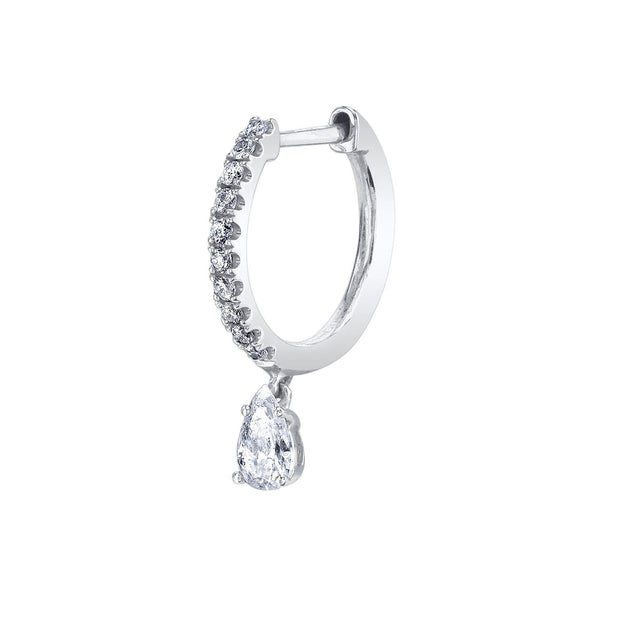 anita ko SINGLE DIAMOND HUGGIE WITH PEAR DIAMOND DROP