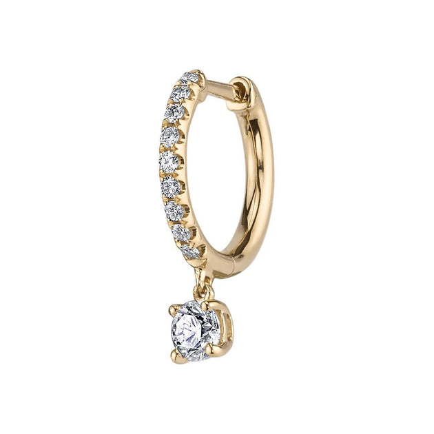 anita ko SINGLE DIAMOND HUGGIE WITH ROUND DIAMOND DROP