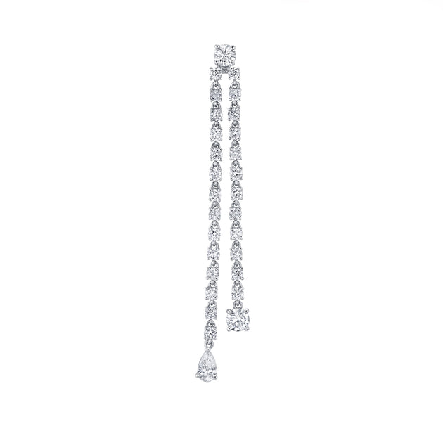 Anita Ko SINGLE DOUBLE DRAPED DIAMOND ROPE EARRING WITH ROUND AND PEAR DIAMOND DROPS
