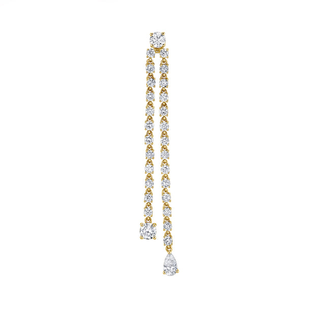 Anita Ko SINGLE DOUBLE DRAPED DIAMOND ROPE EARRING WITH ROUND AND PEAR DIAMOND DROPS