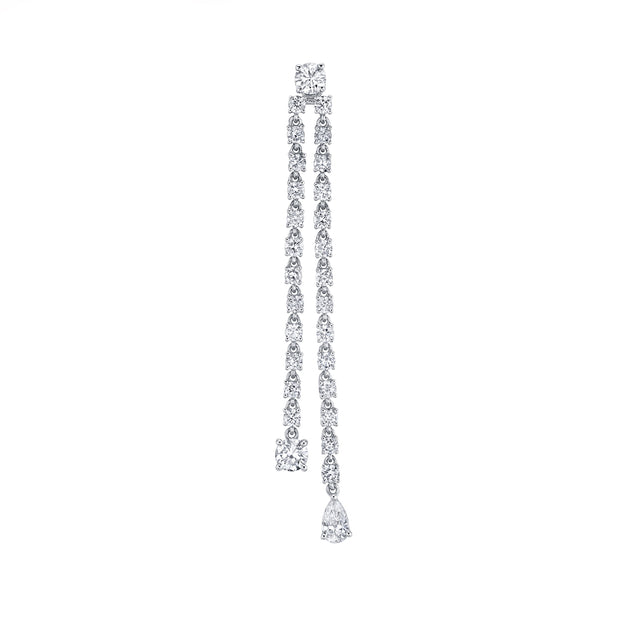 anita ko SINGLE DOUBLE DRAPED DIAMOND ROPE EARRING WITH ROUND AND PEAR DIAMOND DROPS