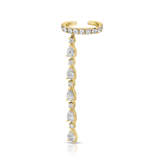 Anita Ko SINGLE ROW DIAMOND EAR CUFF WITH 5 PEAR AND ROUND DIAMOND DROPS