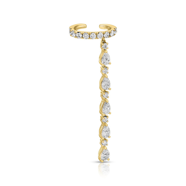 anita ko SINGLE ROW DIAMOND EAR CUFF WITH 5 PEAR AND ROUND DIAMOND DROPS