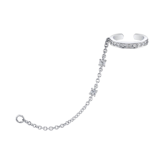 anita ko SINGLE ROW DIAMOND EAR CUFF WITH DIAMOND CHAIN
