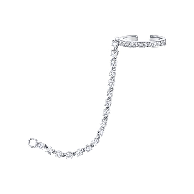 Anita Ko SINGLE ROW DIAMOND EAR CUFF WITH ROPE DIAMOND CHAIN