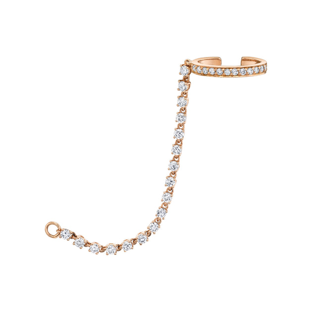 Anita Ko SINGLE ROW DIAMOND EAR CUFF WITH ROPE DIAMOND CHAIN