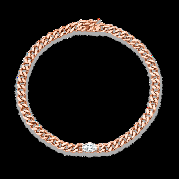 Anita Ko SMALL CUBAN LINK BRACELET WITH MARQUISE DIAMOND CENTER