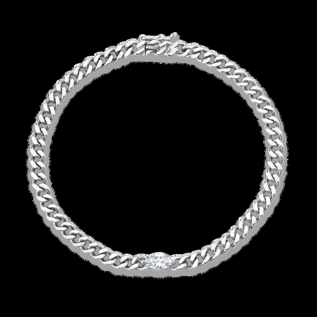 Anita Ko SMALL CUBAN LINK BRACELET WITH MARQUISE DIAMOND CENTER