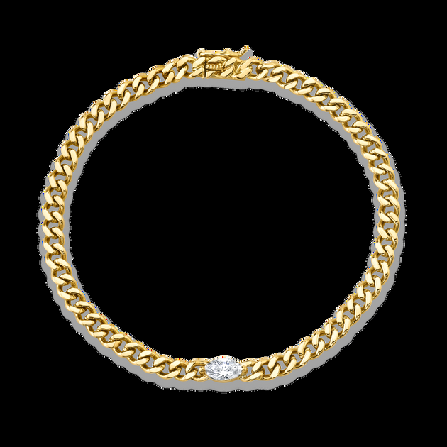anita ko SMALL CUBAN LINK BRACELET WITH MARQUISE DIAMOND CENTER