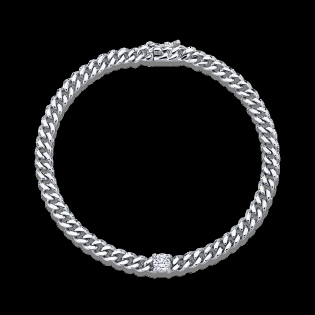 Anita Ko SMALL CUBAN LINK BRACELET WITH ROUND DIAMOND CENTER