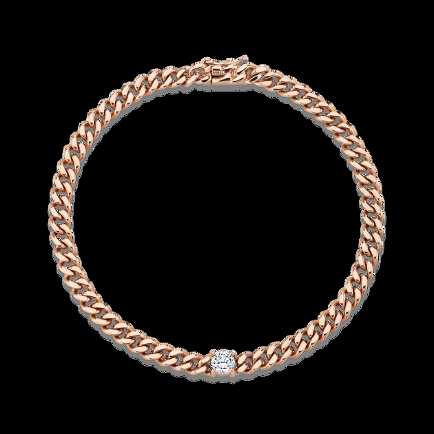 Anita Ko SMALL CUBAN LINK BRACELET WITH ROUND DIAMOND CENTER