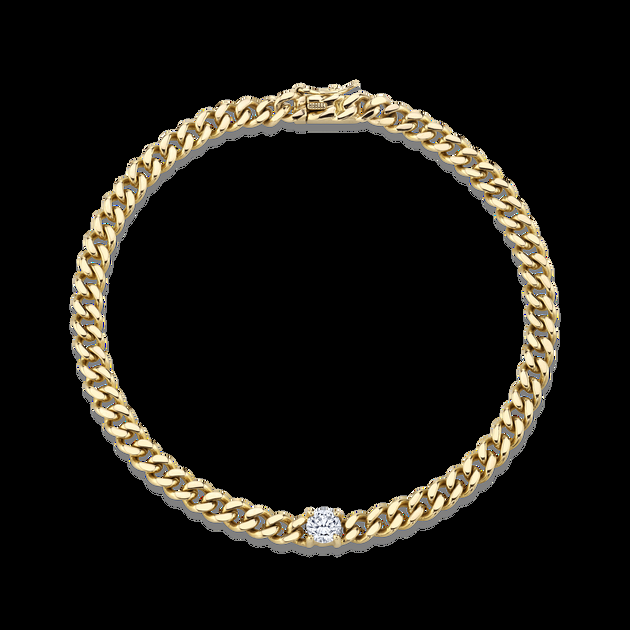 anita ko SMALL CUBAN LINK BRACELET WITH ROUND DIAMOND CENTER