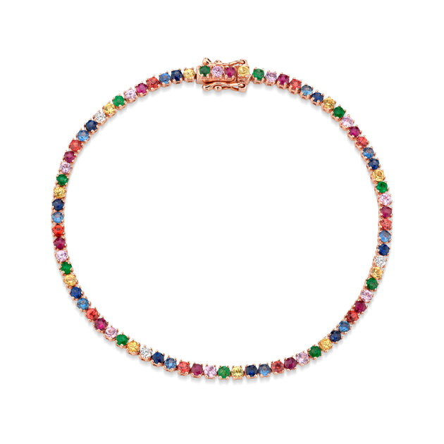 anita ko SMALL MULTI-COLORED FINE GEMSTONE AND DIAMOND HEPBURN BRACELET