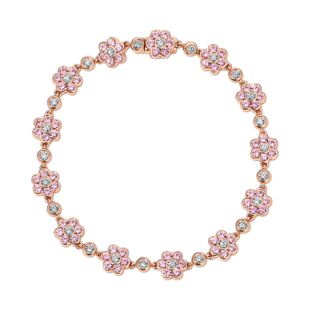 anita ko SMALL PINK SAPPHIRE AND DIAMOND FLORA BRACELET