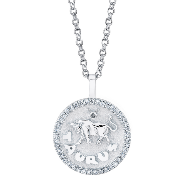 Anita Ko TAURUS ZODIAC COIN PENDANT WITH DIAMOND FRAME