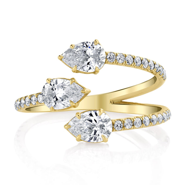 anita ko THREE STONE CLAW DIAMOND RING WITH PAVE BAND