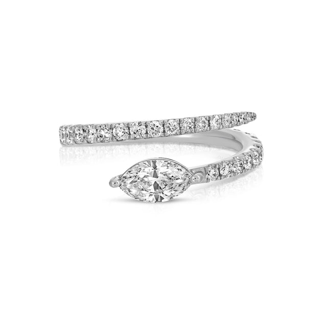 Anita Ko TWO ROW DIAMOND COIL RING WITH MARQUISE DIAMOND
