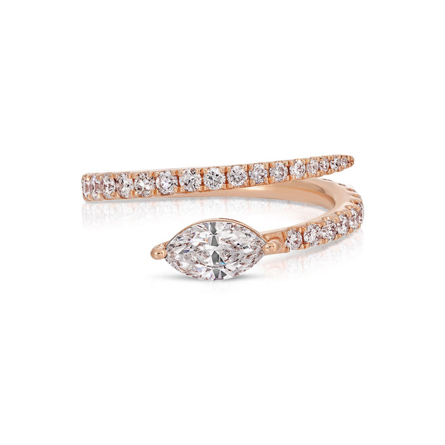 Anita Ko TWO ROW DIAMOND COIL RING WITH MARQUISE DIAMOND