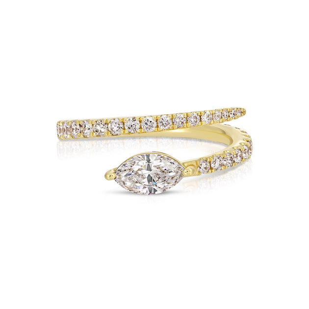 anita ko TWO ROW DIAMOND COIL RING WITH MARQUISE DIAMOND