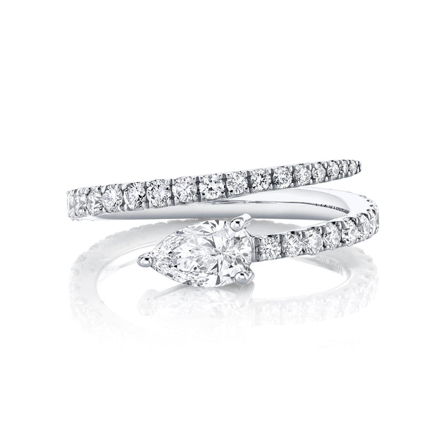Anita Ko TWO ROW DIAMOND COIL RING WITH PEAR DIAMOND